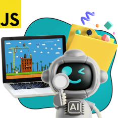 Язык программирования JavaScript + AI. Проектное обучение + геймификация + AI-помощники - КИБЕРшкола программирования для детей, компьютерные курсы для школьников, начинающих и подростков - KIBERone г. Донецк